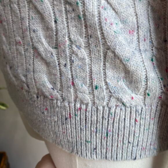 Talbots Sweater Pullover Gray Cable Knit Long Sleeve Cotton Acrylic Size Small - Picture 5 of 10